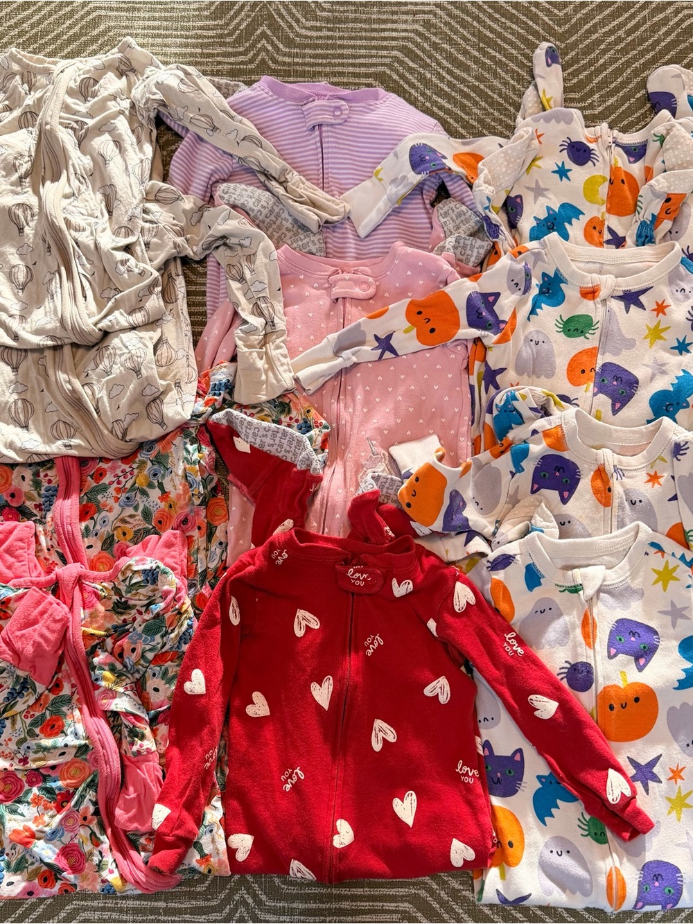 Baby Girl Sleeper Bundle 12-18M Carter’s Halloween Bamboo Footed Pajamas Lot